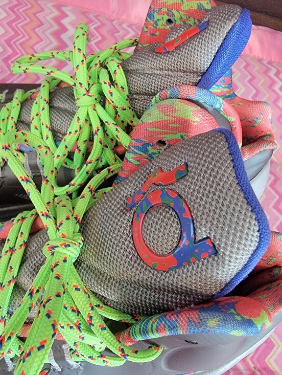 Nike KD V 5 Splatter Basketball Shoes Men\'s Size 8 Gray Multi-Color 554988-007